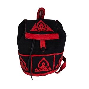 Vtg Lanya Vermont Orvis wool folk ethnic backpack purse rare htf